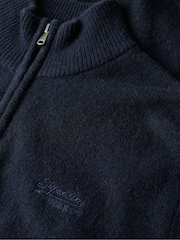 Superdry Navy Marl Essential Embroidered Knit Quarter Zip Jumper - Image 5 of 5