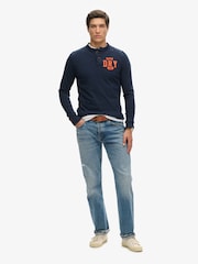 Superdry Blue Grandad Vintage Athletic Long Sleeve 100% Cotton T-Shirt - Image 2 of 5