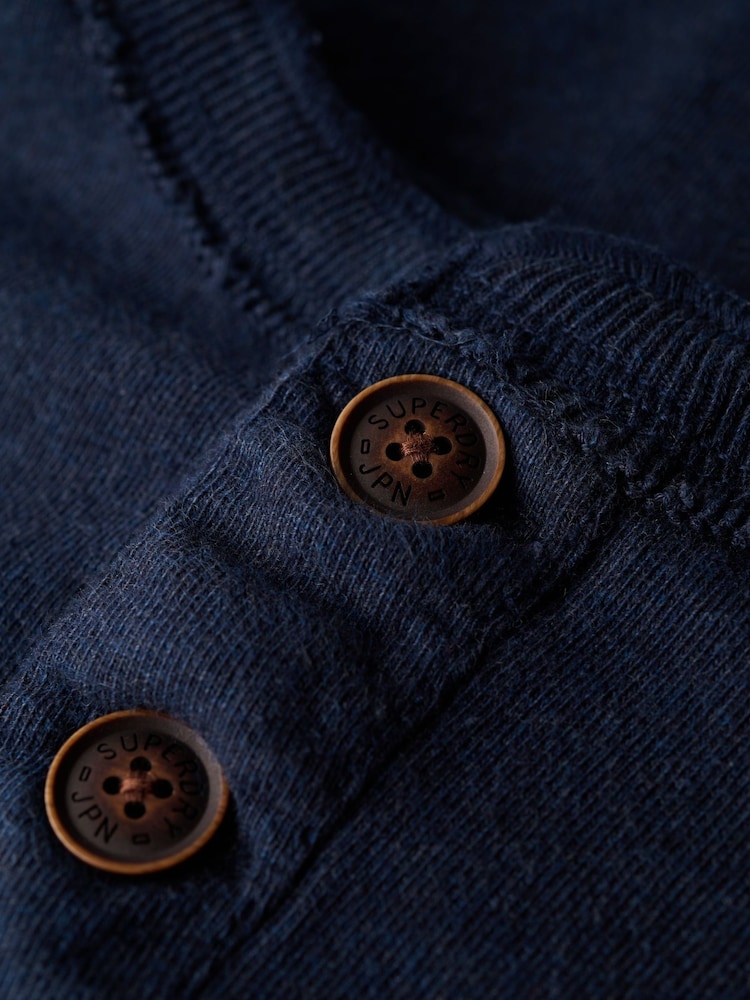 Superdry Blue Grandad Vintage Athletic Long Sleeve 100% Cotton T-Shirt - Image 5 of 5