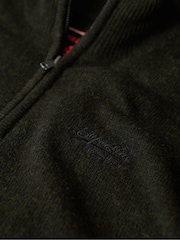 Superdry Dark Moss Marl Essential Embroidered Knit Quarter Zip Jumper - Image 6 of 6