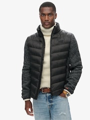 Superdry Black Storm Knit Hybrid Padded Jacket - Image 1 of 7