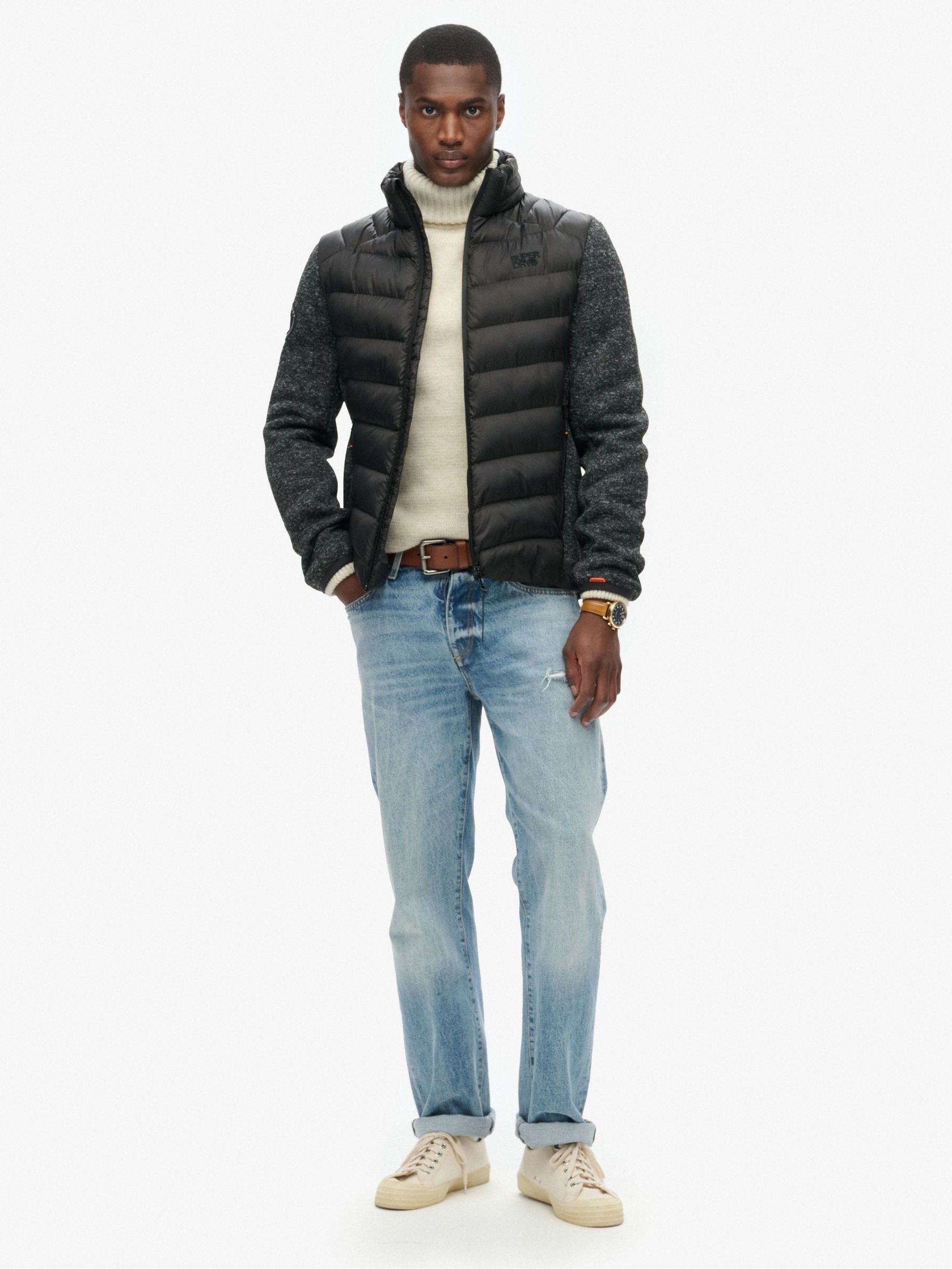 Buy Superdry Black Storm Knit Hybrid Padded Jacket from Next USA