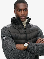 Superdry Black Storm Knit Hybrid Padded Jacket - Image 4 of 7