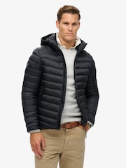 Superdry Eclipse Navy Hooded Fuji Sport Padded Coat Jacket - Image 1 of 7