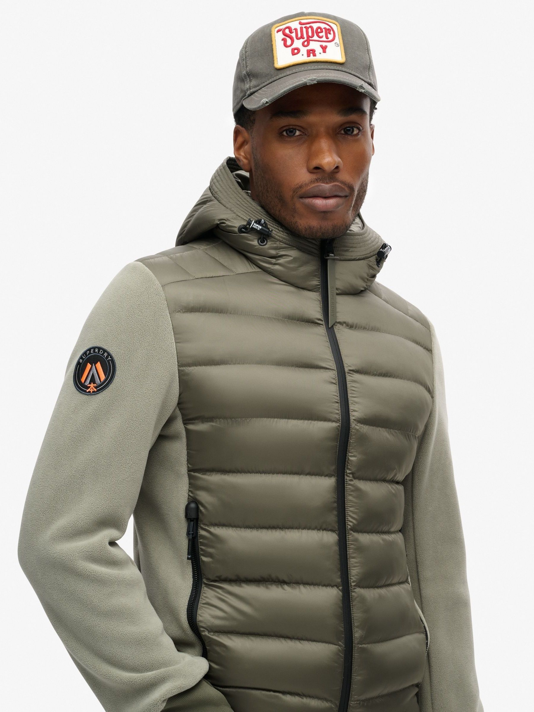 Buy Superdry Dusty Olive Green Hooded Storm Fleece Bomber Jacket from the Next UK online shop