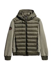 Verde oliva polvoriento - Chaqueta bomber polar con capucha Storm de Superdry - Imagen 4 de 5