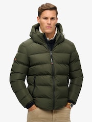 Superdry Green Hooded Sports Water-Repellent Puffer Coat Jacket - Image 1 of 5