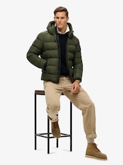 Superdry Green Hooded Sports Water-Repellent Puffer Coat Jacket - Image 2 of 5