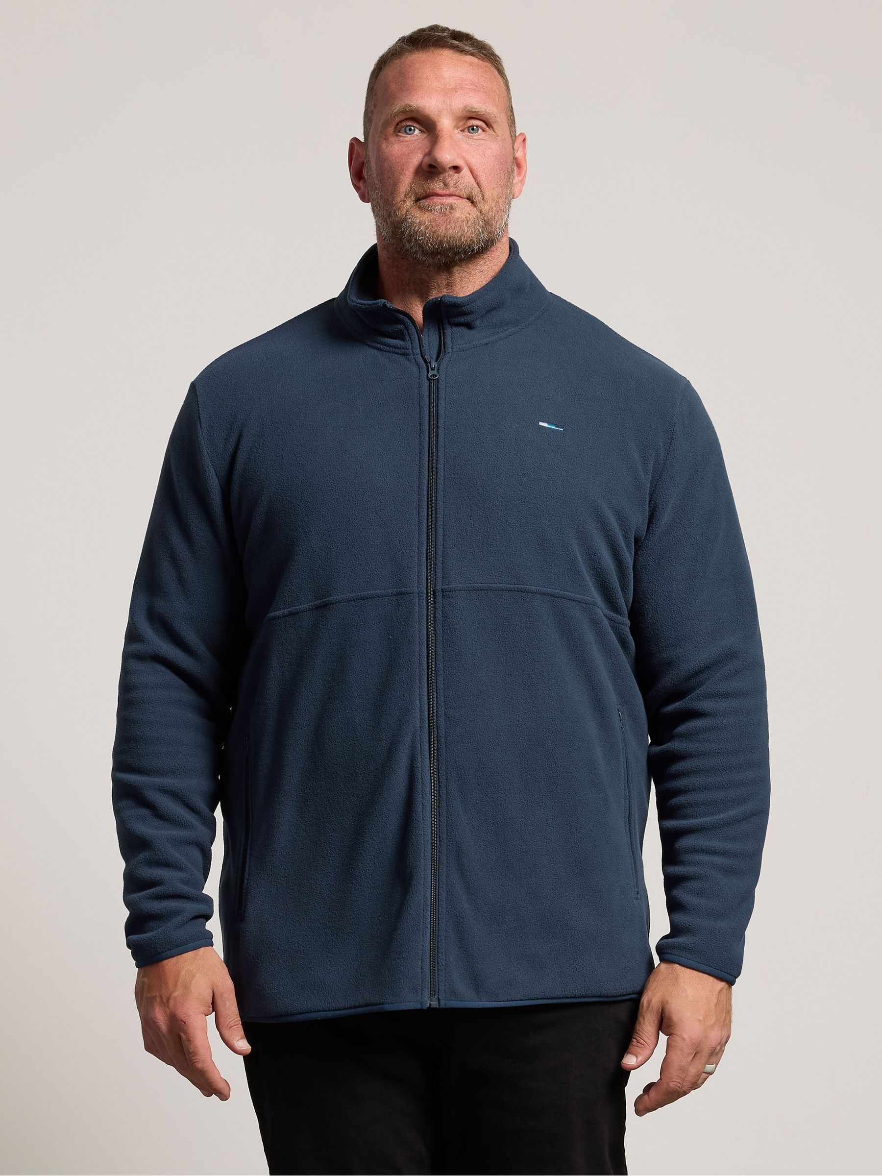 Badrhino Big & Tall Men's Blue Essential Zip Through Fleece