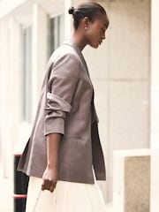 Mint Velvet Brown Double Breasted Blazer - Image 4 of 8