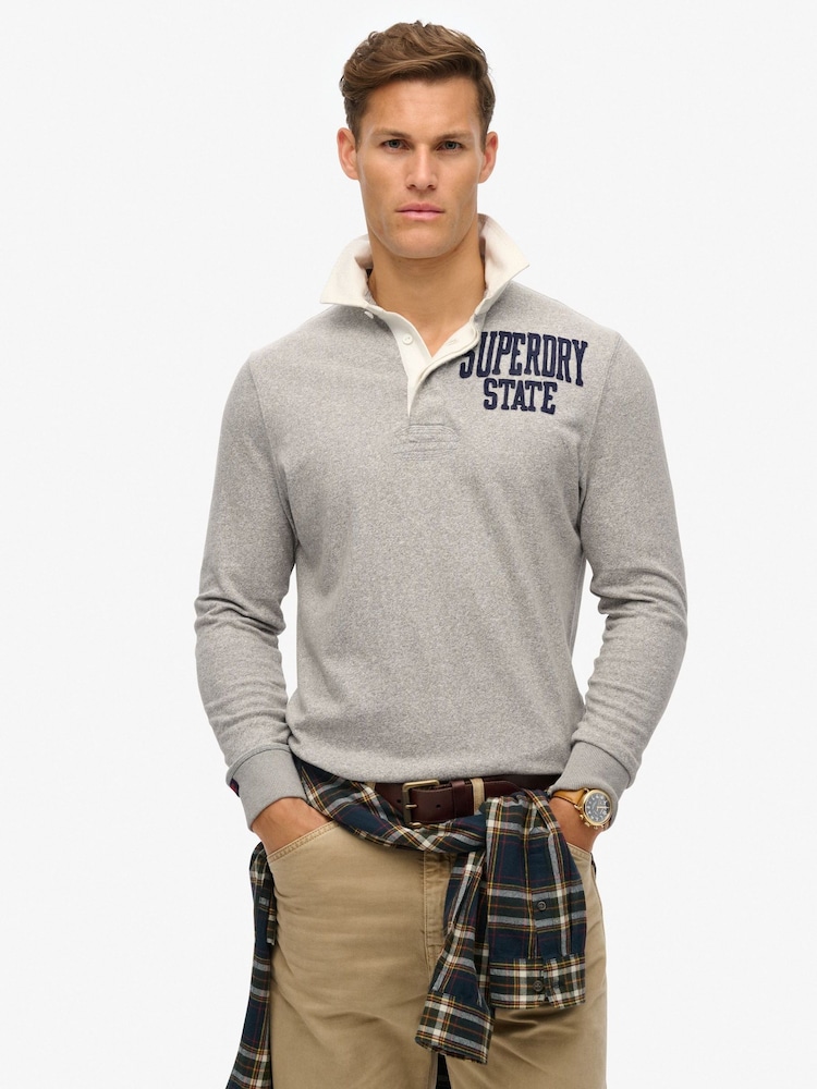 Grau - Superdry – Vintage Athletic – Rugby-Shirt in entspannter Passform - Bild 1 von 5