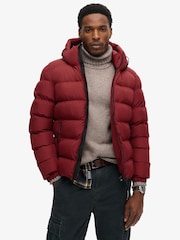 Superdry Red Hooded Sports Water-Repellent Puffer Coat Jacket - Image 1 of 5
