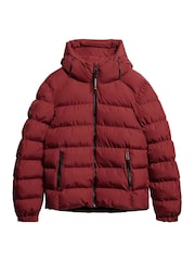 Superdry Red Hooded Sports Water-Repellent Puffer Coat Jacket - Image 4 of 5
