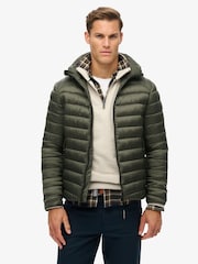 Superdry Army Khaki Hooded Fuji Sport Padded Coat Jacket - Image 1 of 5