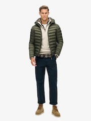 Superdry Army Khaki Hooded Fuji Sport Padded Coat Jacket - Image 2 of 5