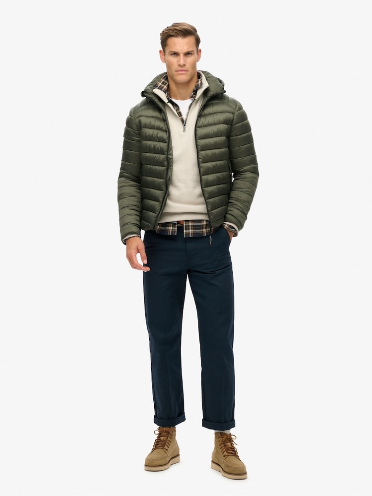Superdry Army Khaki Hooded Fuji Sport Padded Coat Jacket - Image 2 of 5 Superdry Army Khaki Hooded Fuji Sport Padded Coat Jacket - Image 2 of 5