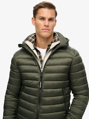 Superdry Army Khaki Hooded Fuji Sport Padded Coat Jacket - Image 3 of 5
