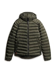 Superdry Army Khaki Hooded Fuji Sport Padded Coat Jacket - Image 4 of 5