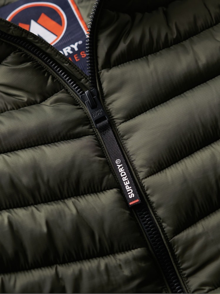 Superdry Army Khaki Hooded Fuji Sport Padded Coat Jacket - Image 5 of 5