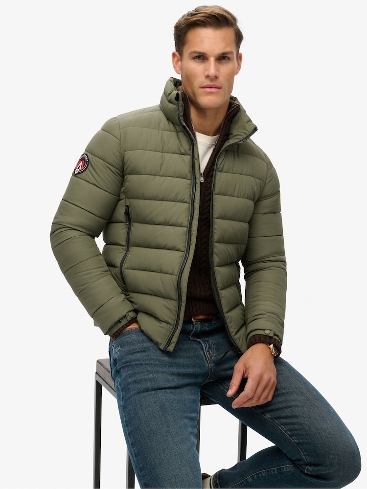 Superdry Dusty Olive Green Fuji Emb Padded Jacket - Image 1 of 4