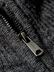 Superdry Gull Grey Marl Essential Embroidered Knit Quarter Zip Jumper - Image 6 of 7