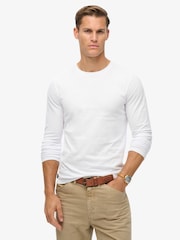 Superdry White 100% Cotton Essential Logo Long Sleeve Top - Image 1 of 6