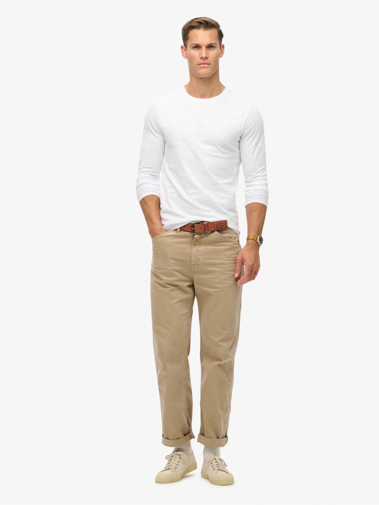 Superdry White 100% Cotton Essential Logo Long Sleeve Top - Image 2 of 6