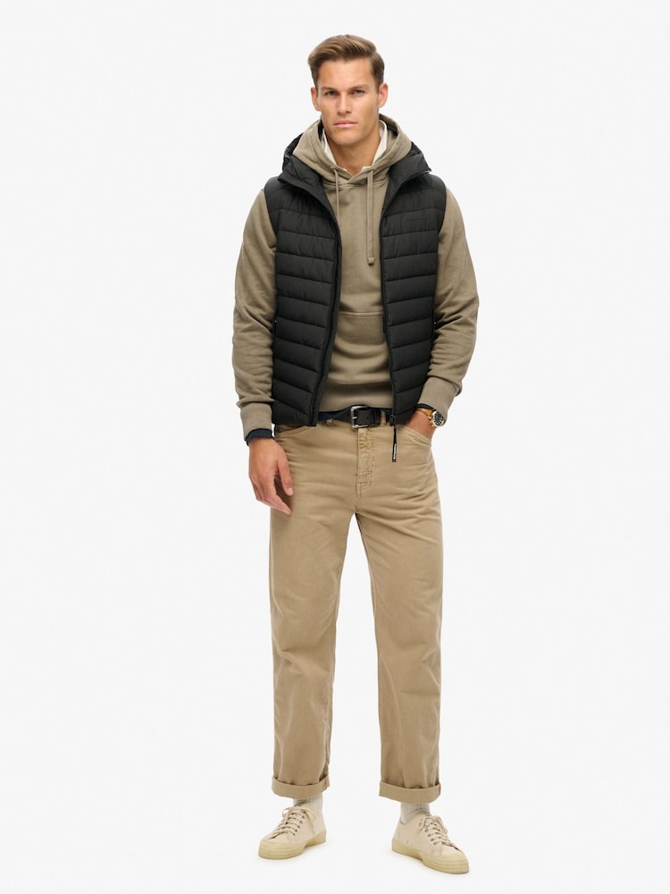 Superdry Black Hooded Fuji Sport Padded Gilet - Image 2 of 5