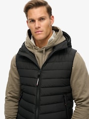 Superdry Black Hooded Fuji Sport Padded Gilet - Image 3 of 5