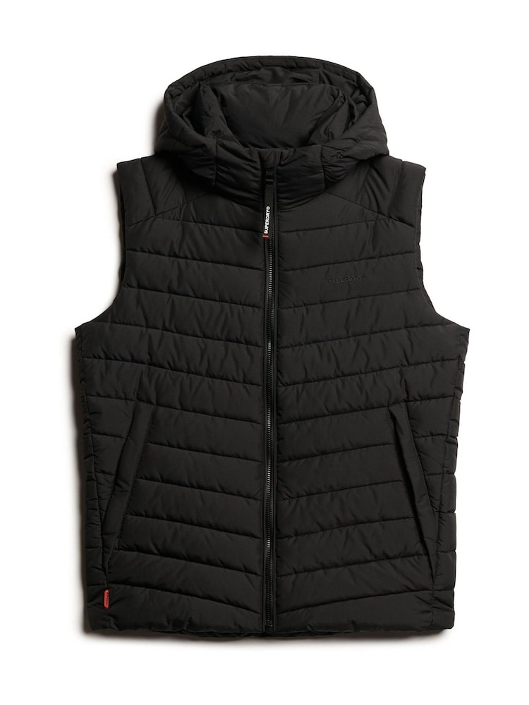 Superdry Black Hooded Fuji Sport Padded Gilet - Image 5 of 5 Superdry Black Hooded Fuji Sport Padded Gilet - Image 5 of 5