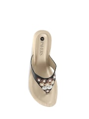 Pavers Black Pavers Toe Post Wedge Sandals - Image 3 of 5