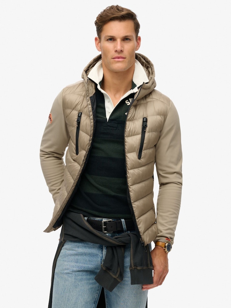 Superdry Timber Wolf Brown Hooded Storm Softshell Jacket - Image 1 of 4