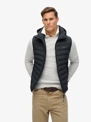 Superdry Eclipse Navy Hooded Fuji Sport Padded Gilet - Image 1 of 6
