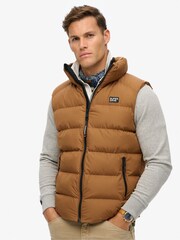Superdry Tobacco Brown Sports Puffer Gilet - Image 1 of 7