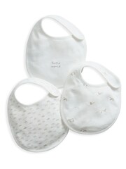 Mamas & Papas Grey 100% Cotton Stork Bibs Set 3 Pack - Image 1 of 4