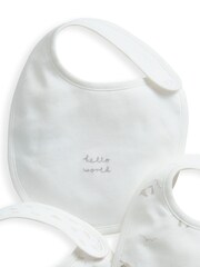 Mamas & Papas Grey 100% Cotton Stork Bibs Set 3 Pack - Image 2 of 4