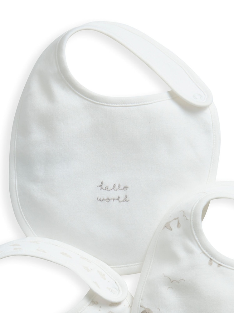 Mamas & Papas Grey 100% Cotton Stork Bibs Set 3 Pack - Image 2 of 4