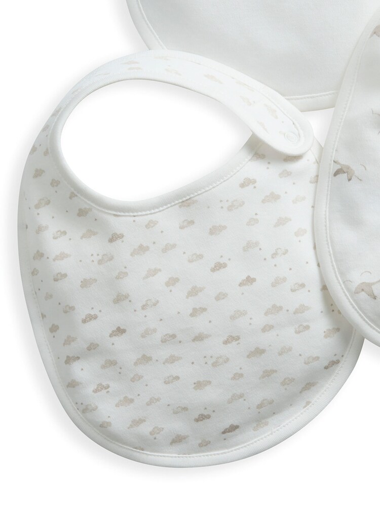 Mamas & Papas Grey 100% Cotton Stork Bibs Set 3 Pack - Image 4 of 4