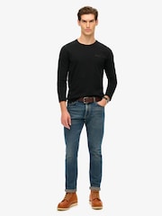 Superdry Black 100% Cotton Essential Logo Long Sleeve Top - Image 1 of 6