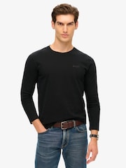 Superdry Black 100% Cotton Essential Logo Long Sleeve Top - Image 2 of 6