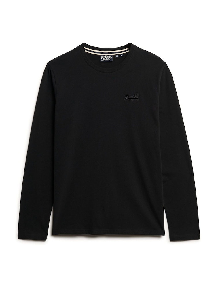 Superdry Black 100% Cotton Essential Logo Long Sleeve Top - Image 4 of 6