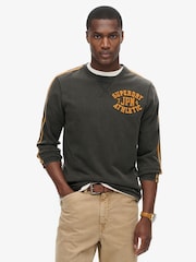 Черный - Superdry 100% Cotton Vintage Athletic Long Sleeve Striped T-Shirt - Image 1 of 6
