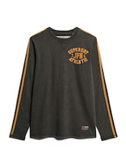 Черный - Superdry 100% Cotton Vintage Athletic Long Sleeve Striped T-Shirt - Image 5 of 6