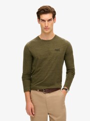 Superdry Green 100% Cotton Essential Logo Long Sleeve Top - Image 1 of 6