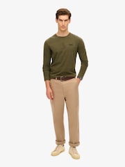 Superdry Green 100% Cotton Essential Logo Long Sleeve Top - Image 2 of 6