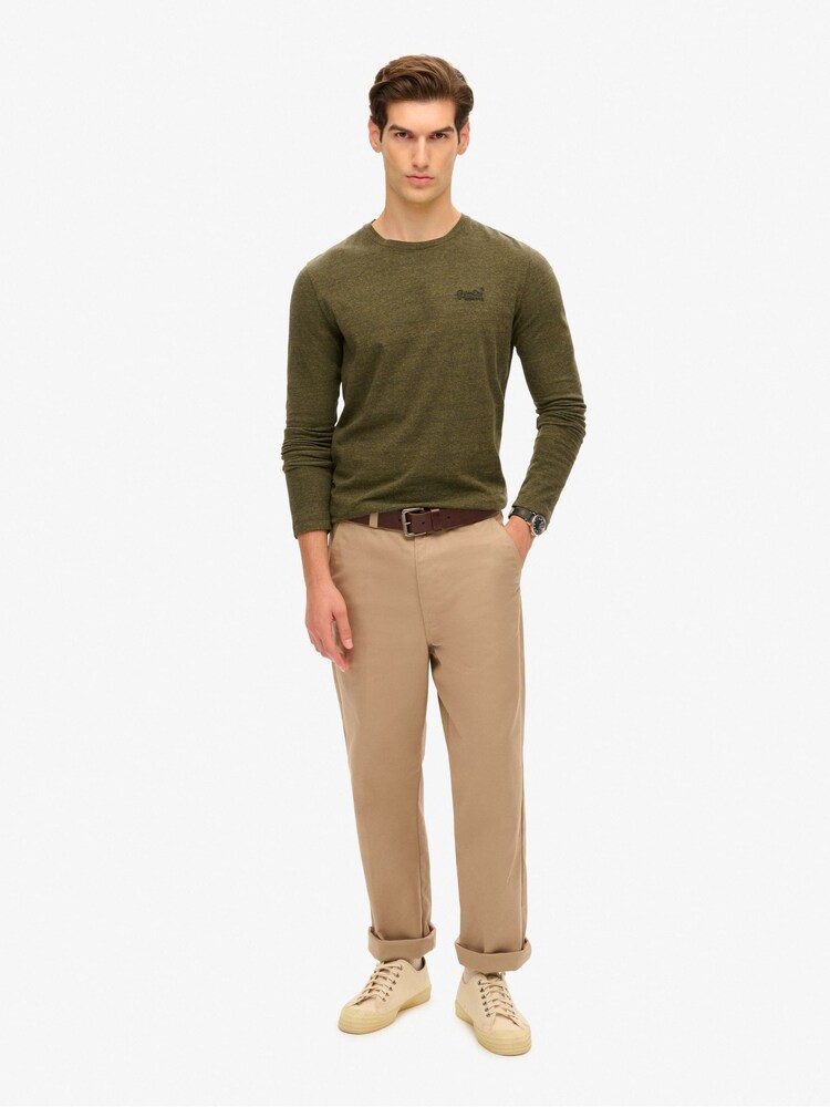 Superdry Green 100% Cotton Essential Logo Long Sleeve Top - Image 2 of 6