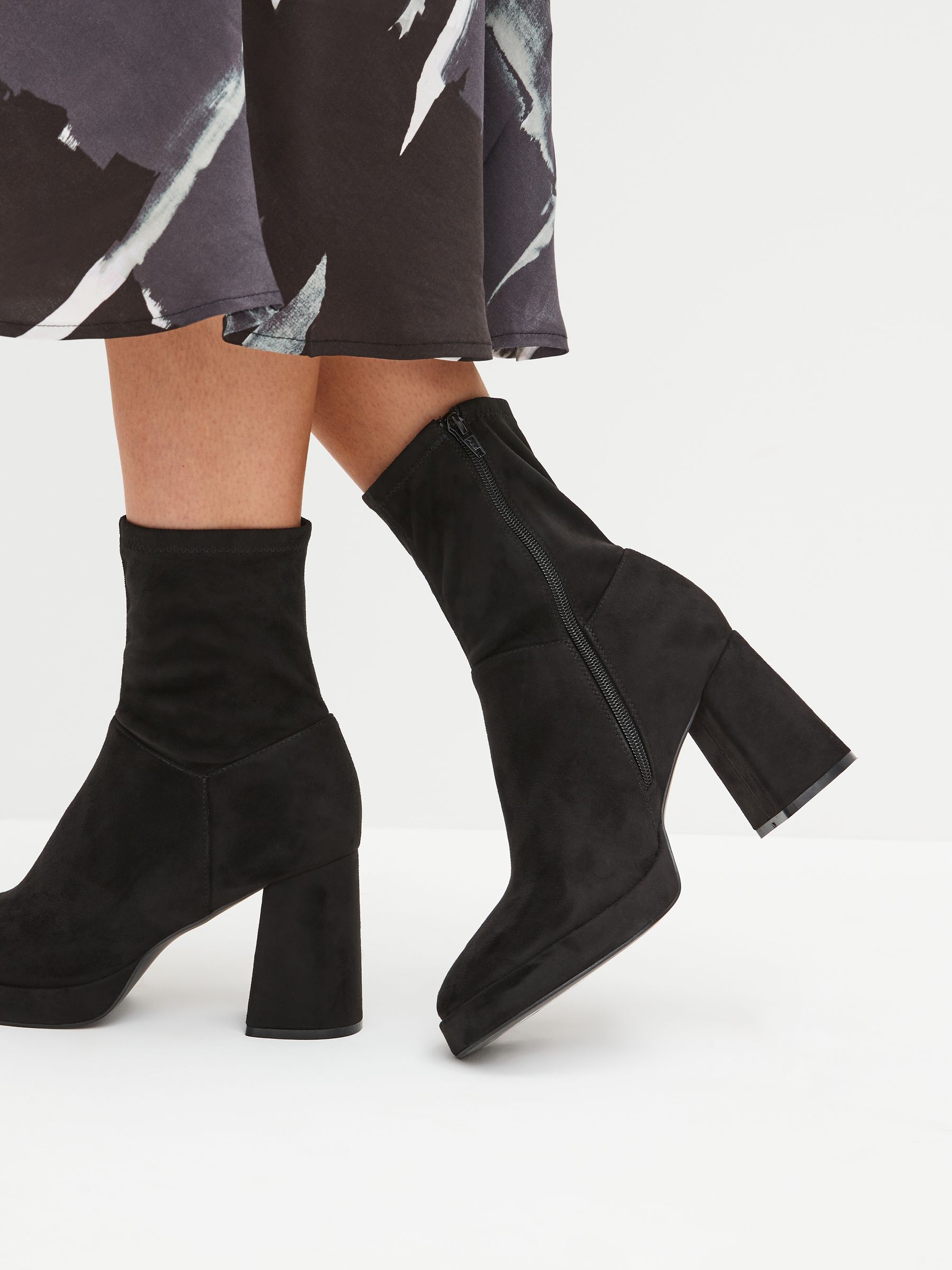 Buy Black Forever Comfort Platform Sock Ankle Boots from Next Luxembourg