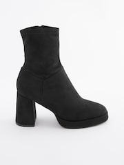 Black Forever Comfort® Platform Sock Ankle Boots - Image 4 of 7