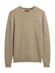 Superdry Light Brown Marl Slim Fit Essential Crew Jumper - Image 3 of 5