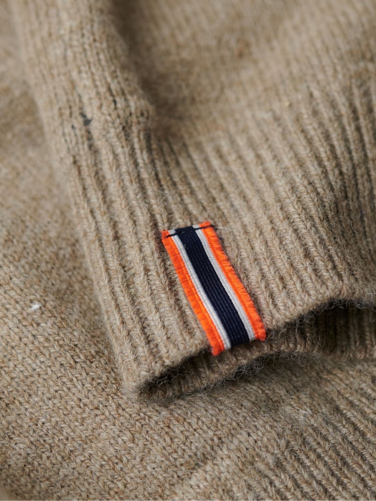 Superdry Light Brown Marl Slim Fit Essential Crew Jumper - Image 5 of 5